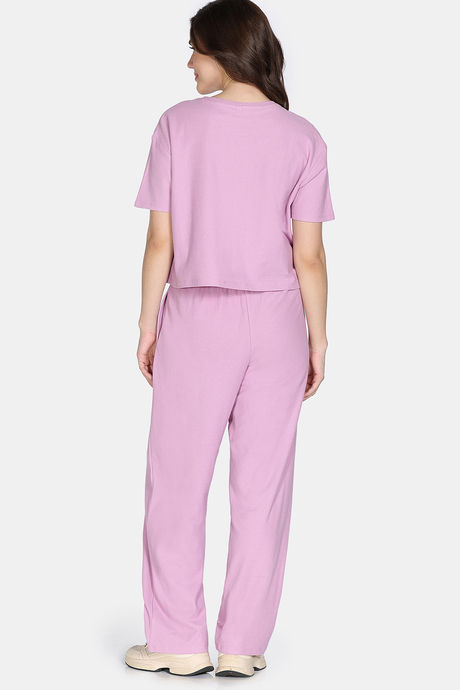 Zivame 2 Mile Fashion Knit Cotton Loungewear Set - Mauve Mist — image 5